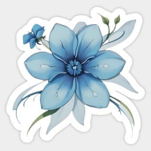 Elegant Blue Flower Design Sticker